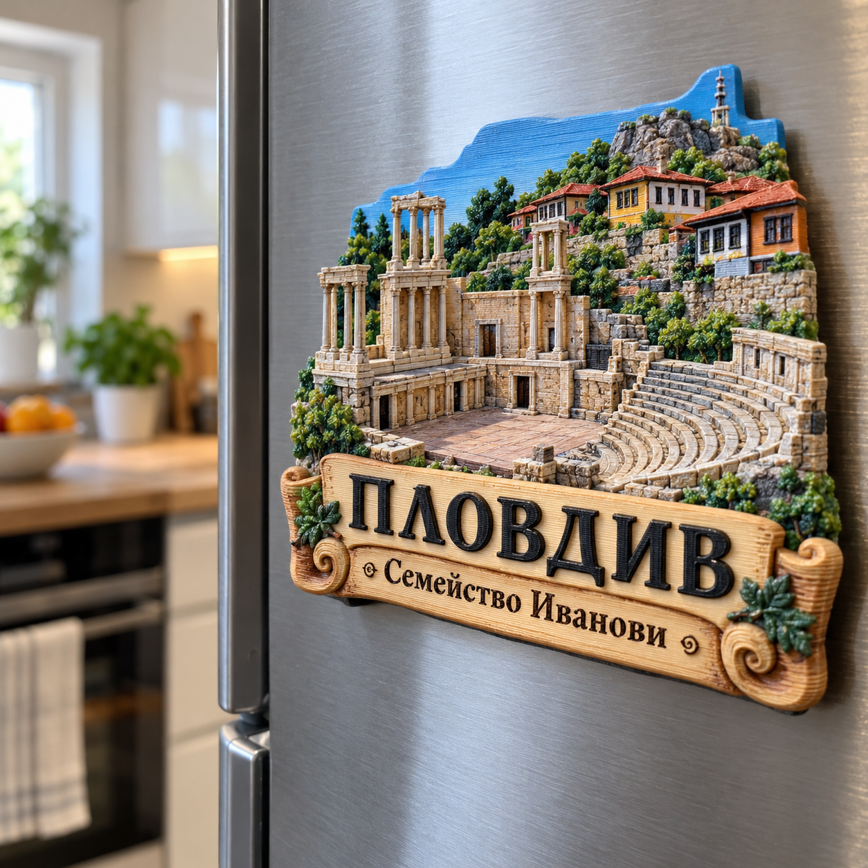 3D магнит за хладилник Пловдив с персонален надпис