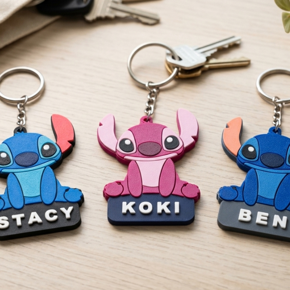 Персонализиран 3D ключодържател Стич (Stitch) с име